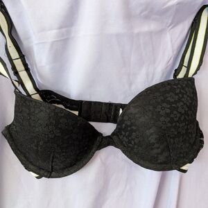 Flirtitude Black Lace Bra with Striped Straps